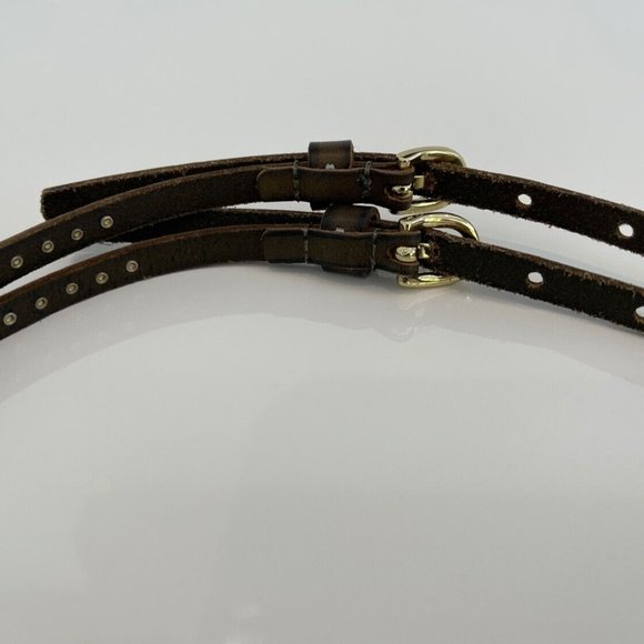 KHAKI STUDDED LEATHER DOUBLE BUCKLE BELT main image 14
